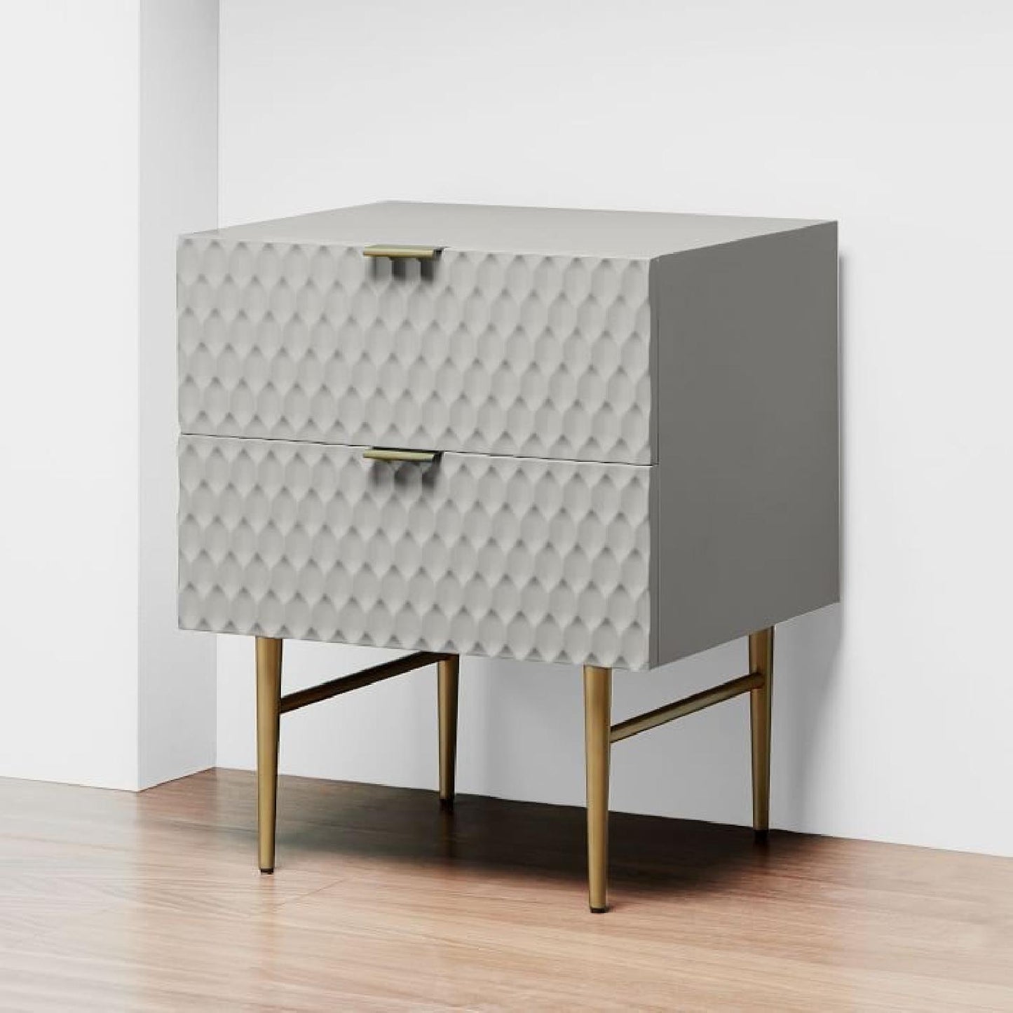 West Elm Audrey 2 Drawer Nightstand - Mist Grey