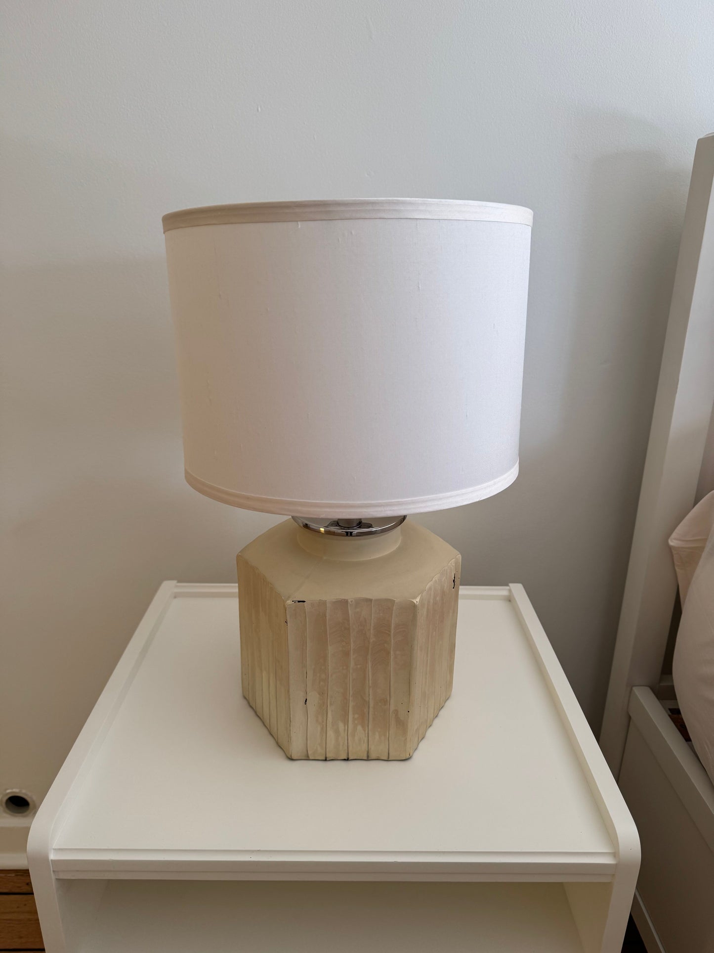 Pair of Creamy Textured , Ribbed Table Lamps