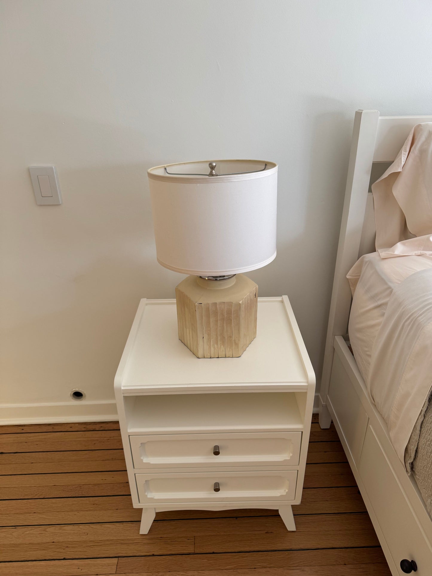 Pair of Creamy Textured , Ribbed Table Lamps