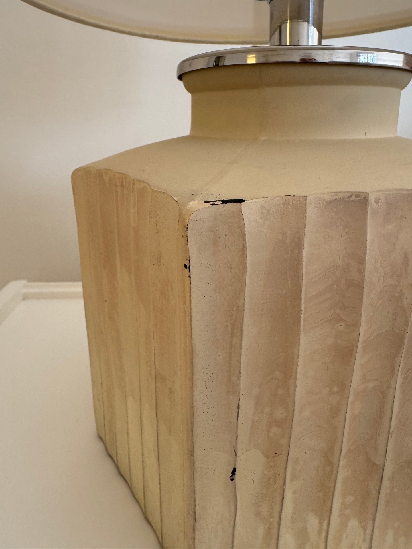 Pair of Creamy Textured , Ribbed Table Lamps