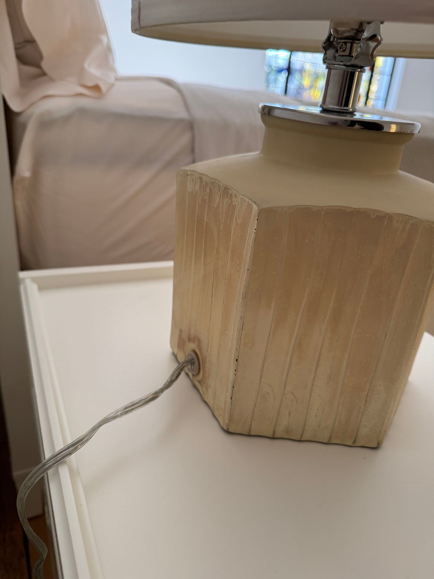 Pair of Creamy Textured , Ribbed Table Lamps