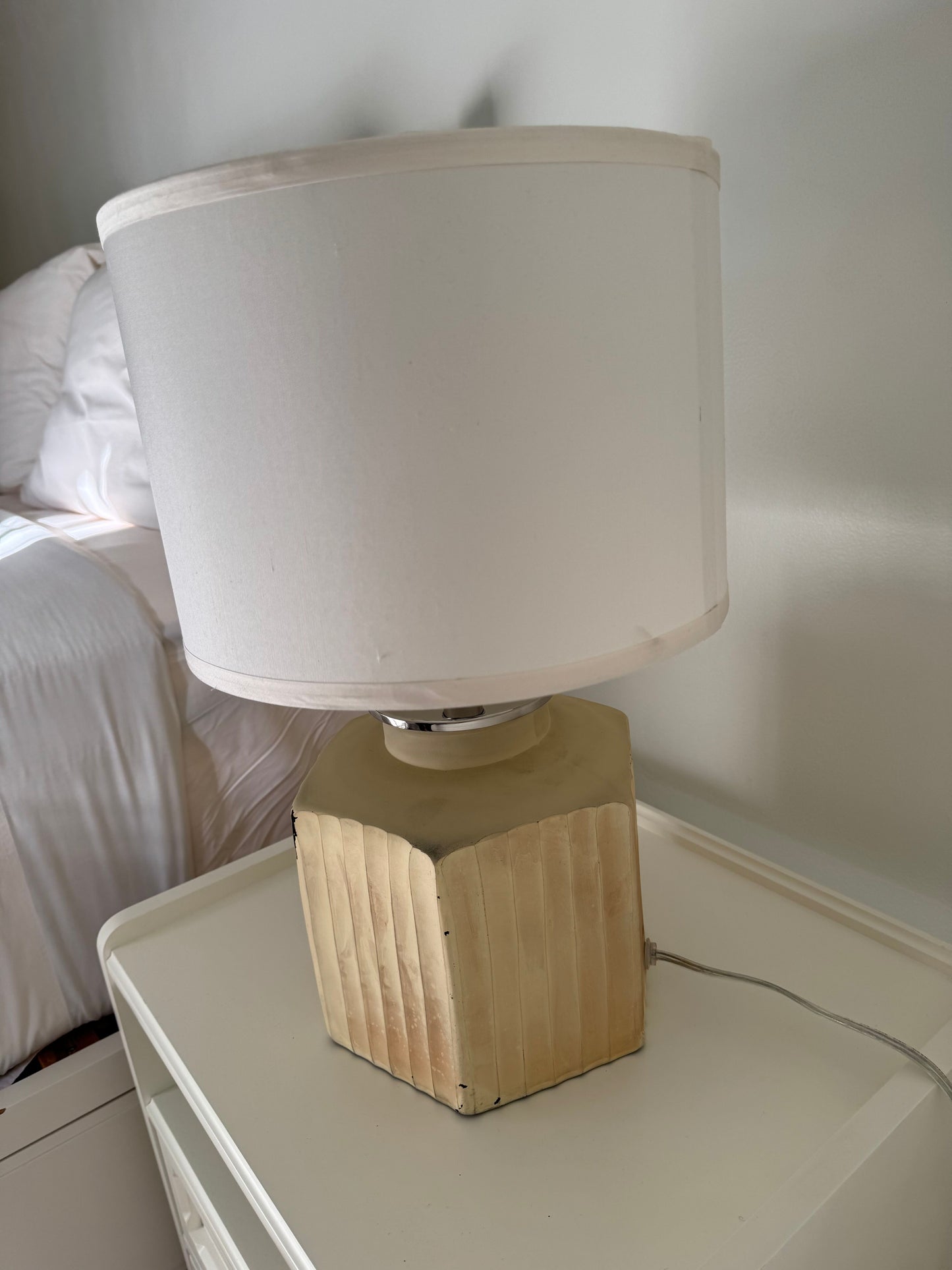 Pair of Creamy Textured , Ribbed Table Lamps