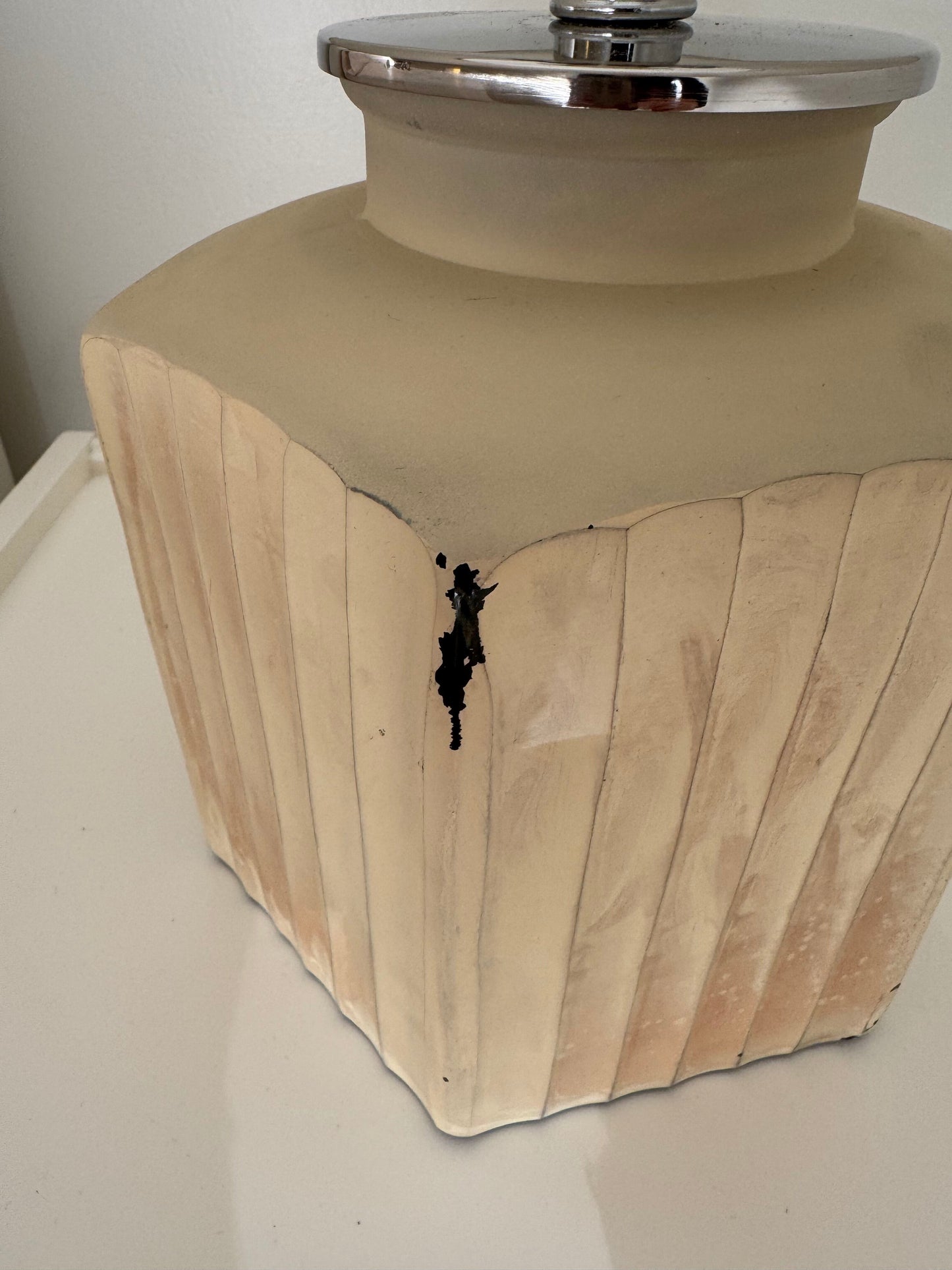 Pair of Creamy Textured , Ribbed Table Lamps