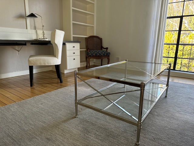 Ethan Allen Glass & Nickel Coffee Table