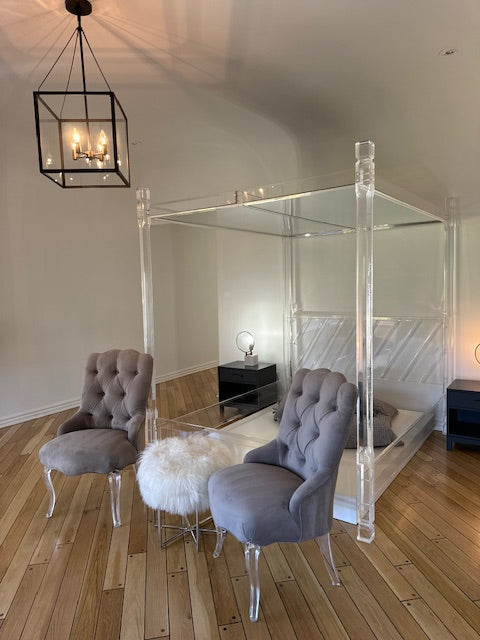 Vintage Four Poster Lucite Bed Frame