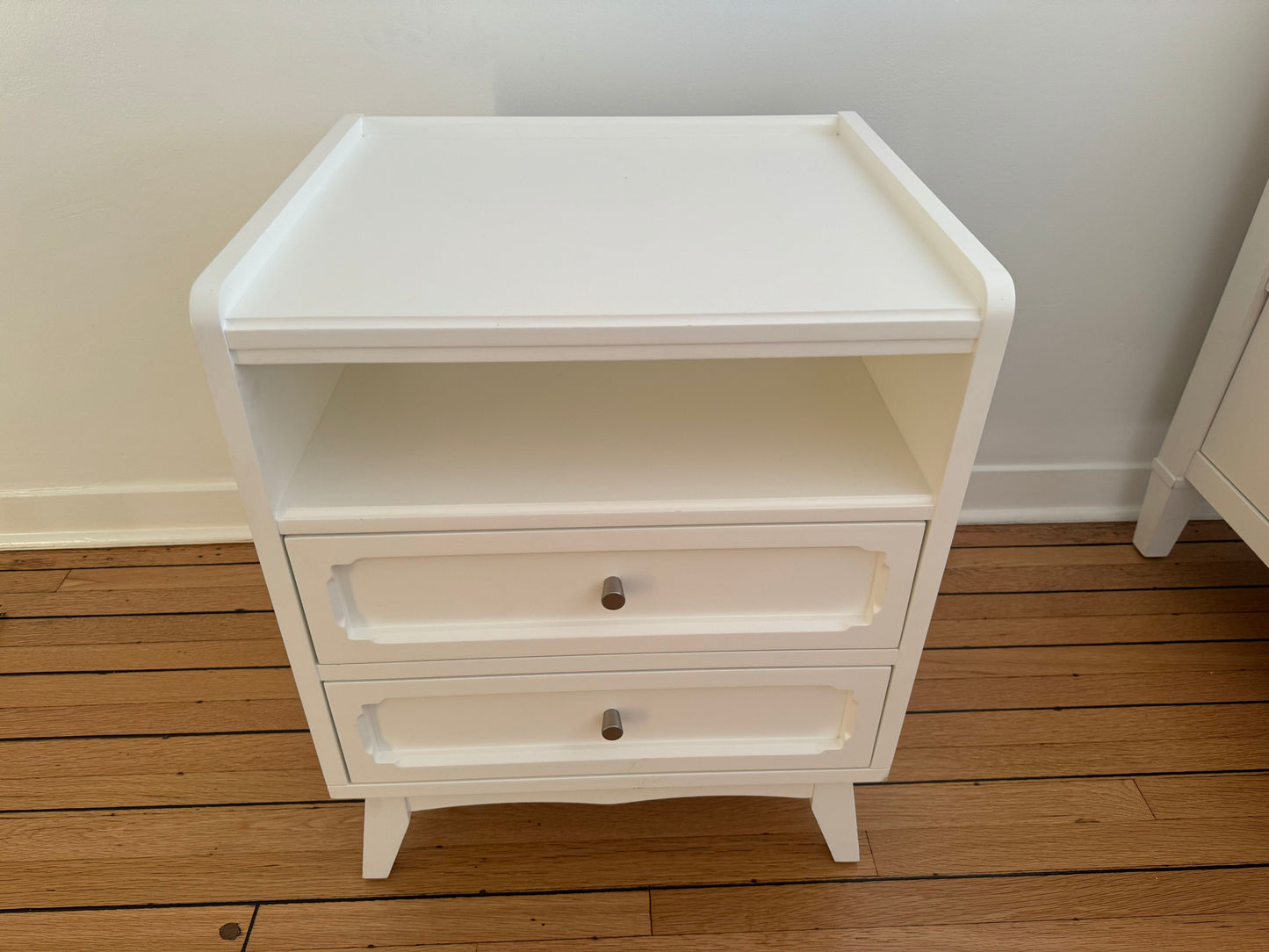 Pair of Land of Nod White Monarch Nightstands