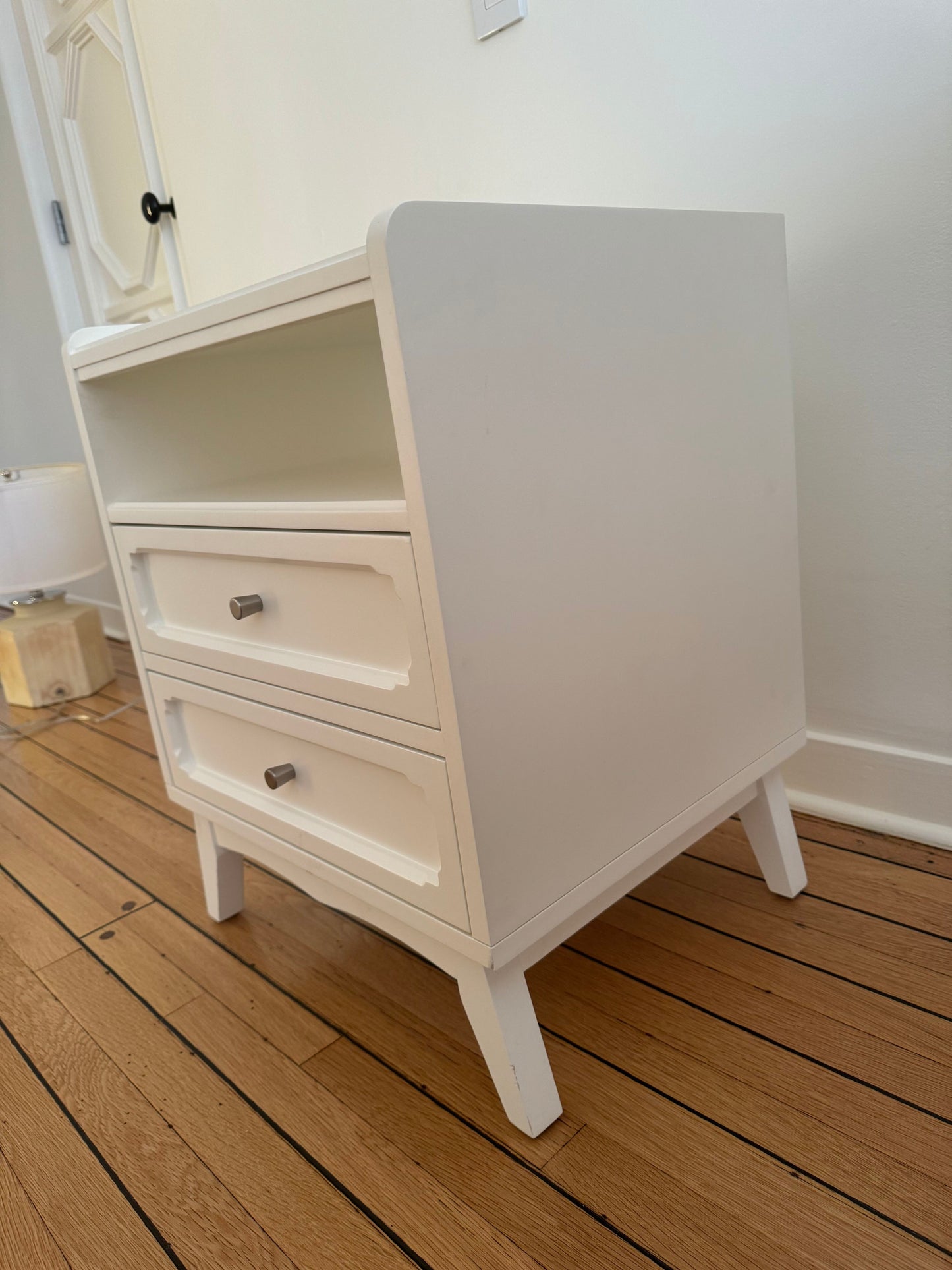 Pair of Land of Nod White Monarch Nightstands