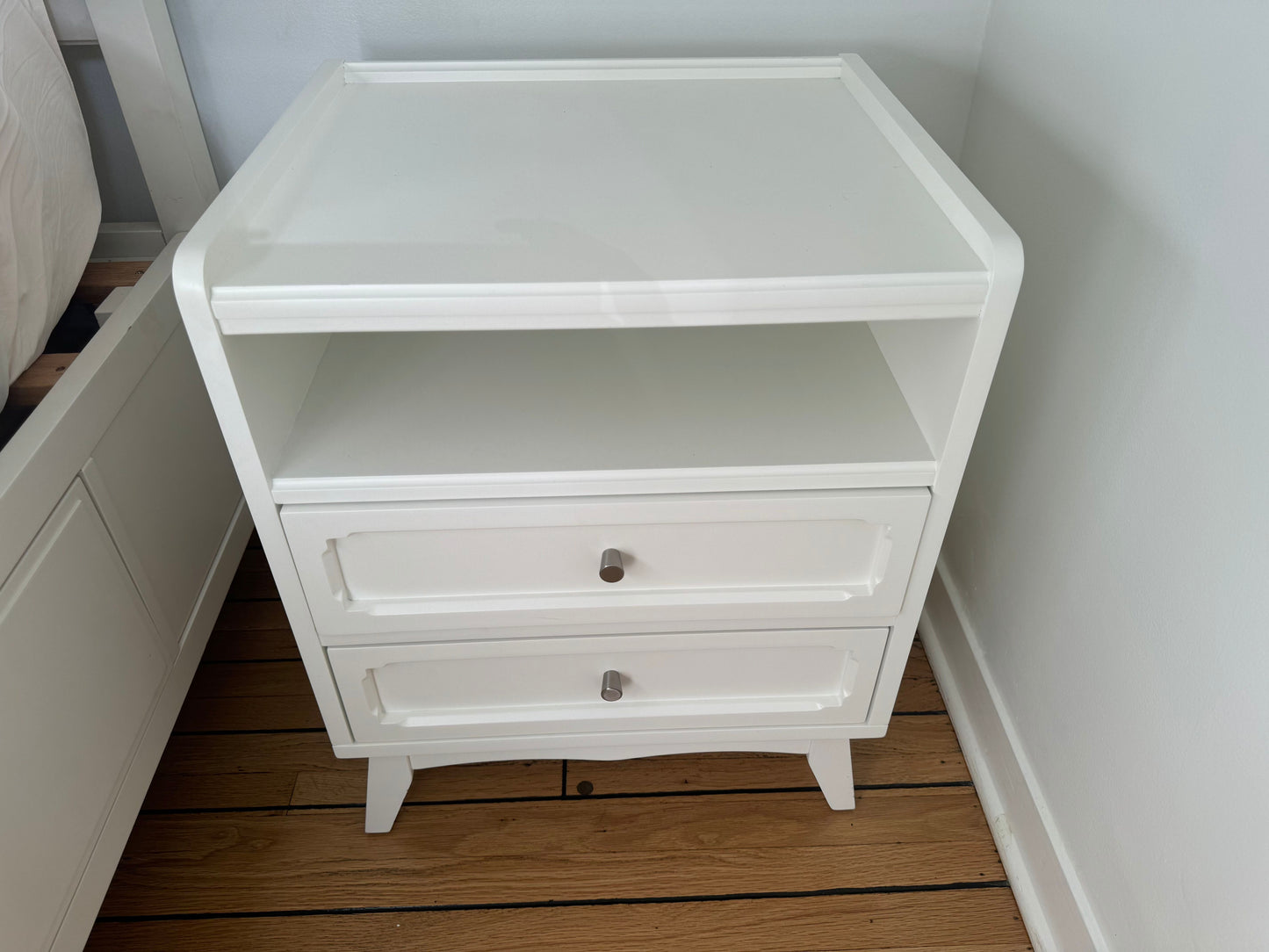 Pair of Land of Nod White Monarch Nightstands