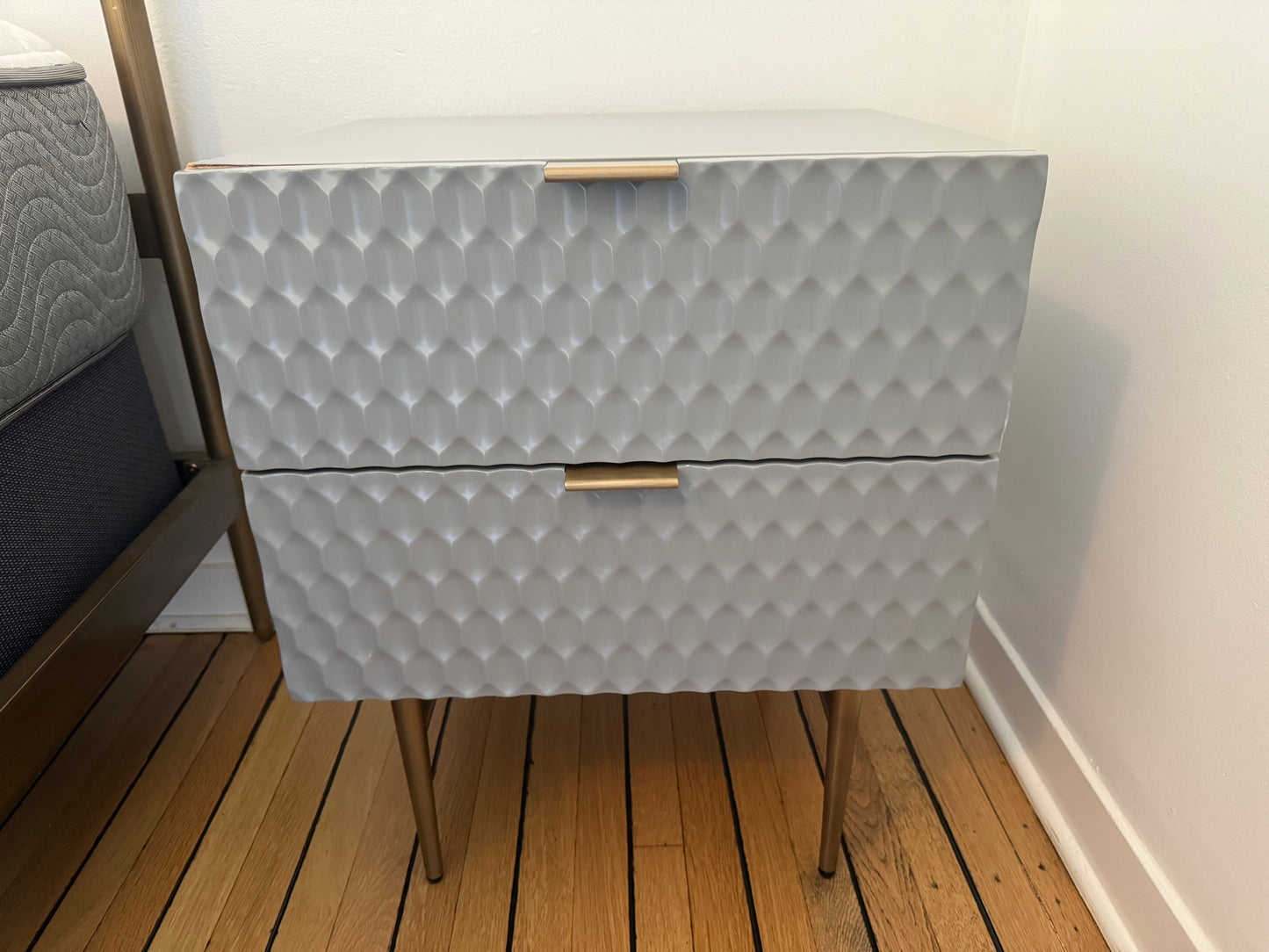 West Elm Audrey 2 Drawer Nightstand - Mist Grey