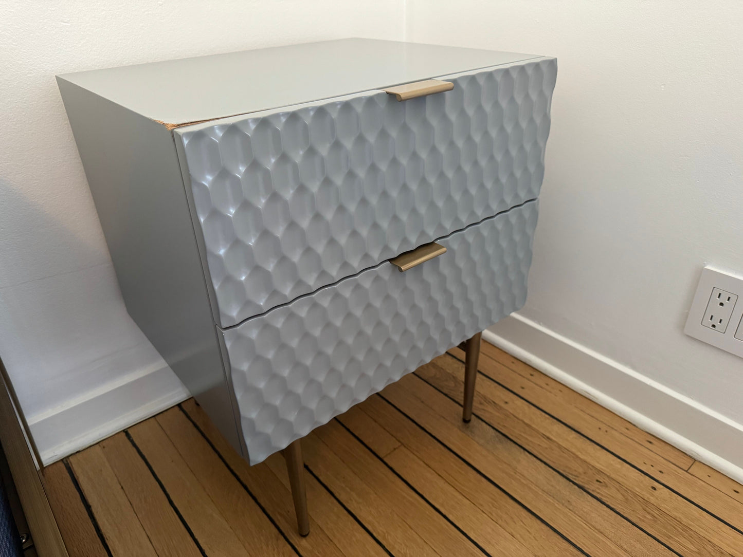 West Elm Audrey 2 Drawer Nightstand - Mist Grey