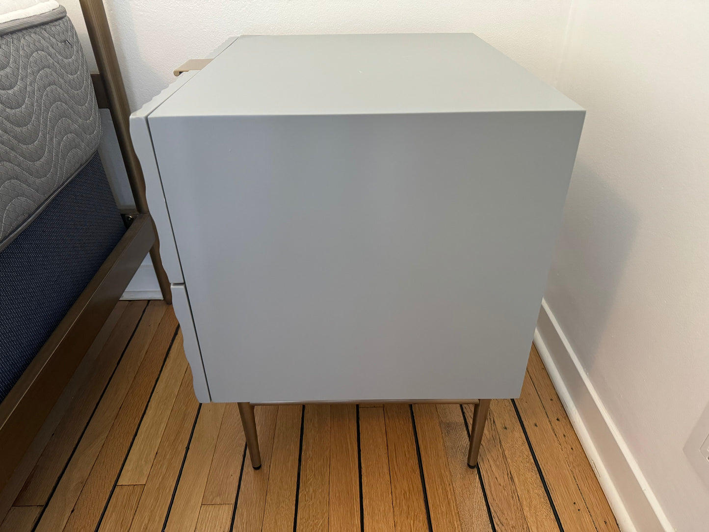 West Elm Audrey 2 Drawer Nightstand - Mist Grey