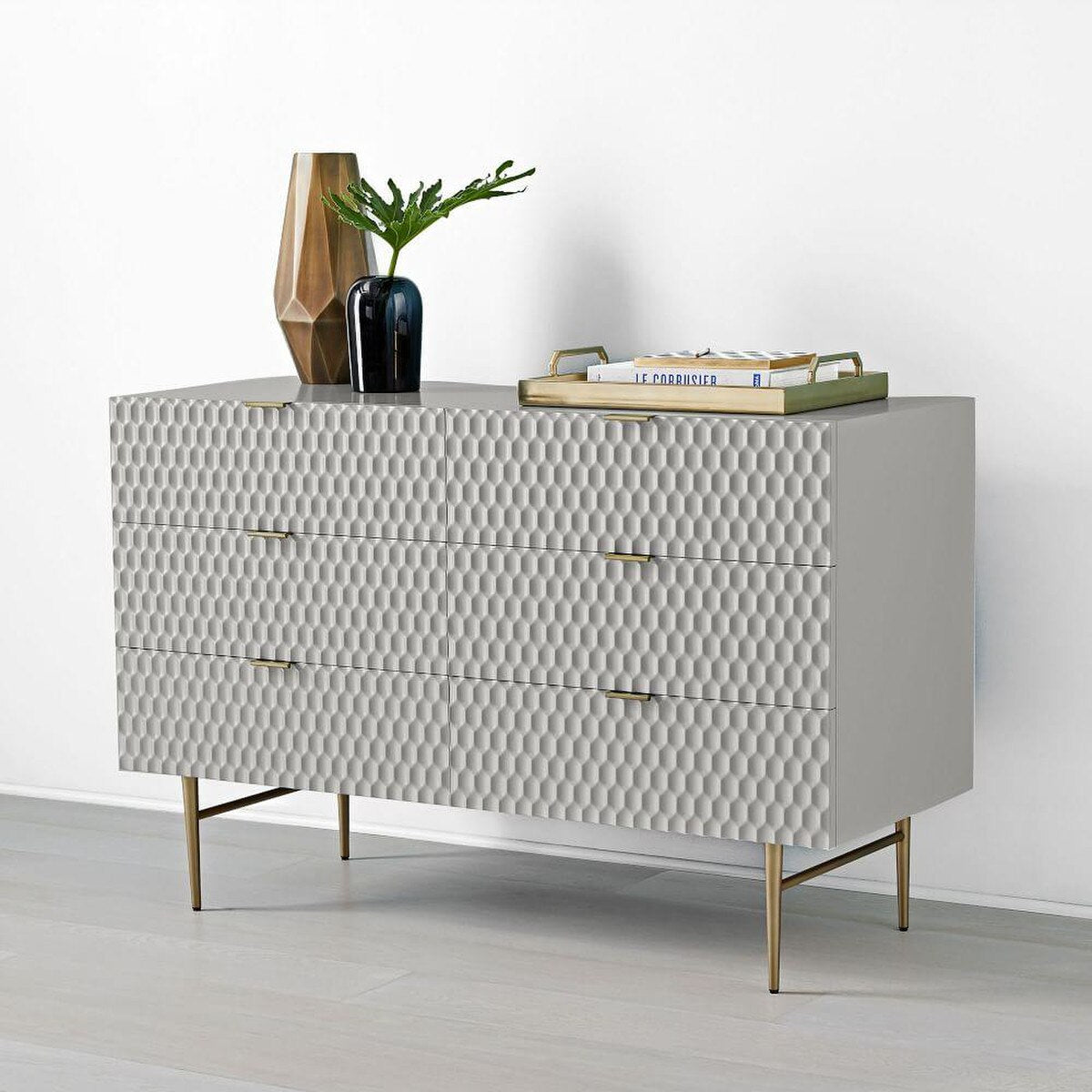 West Elm Audrey 6-Drawer Chest - Mist Grey