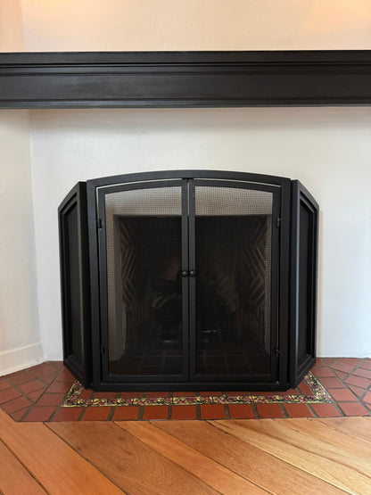 Fireplace Screen Matte Black Metal