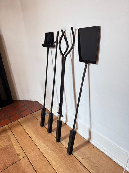 Fire Irons Set Matte Black Metal