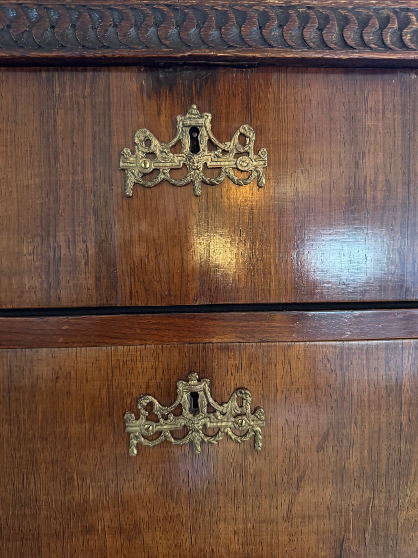 Antique Neoclassical Cylinder Roll Top Mahogany Secretary Desk