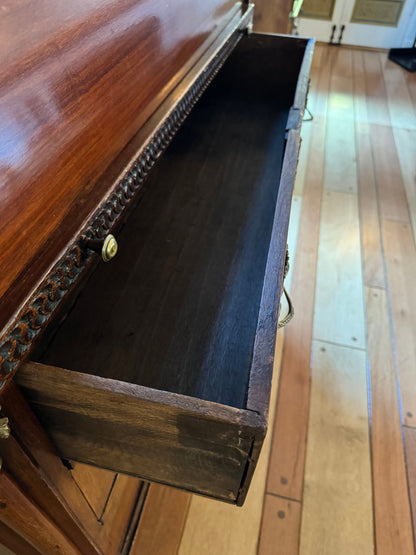 Antique Neoclassical Cylinder Roll Top Mahogany Secretary Desk