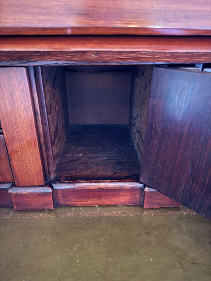Antique Neoclassical Cylinder Roll Top Mahogany Secretary Desk