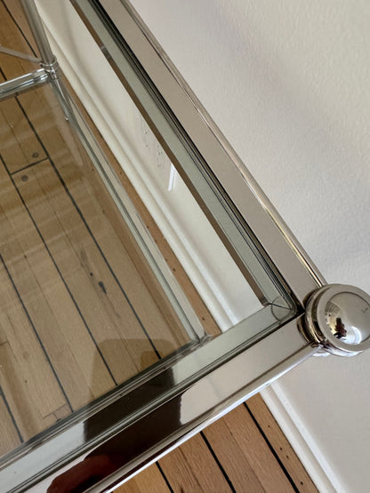 Pair of Ethan Allen Glass & Nickel End Tables