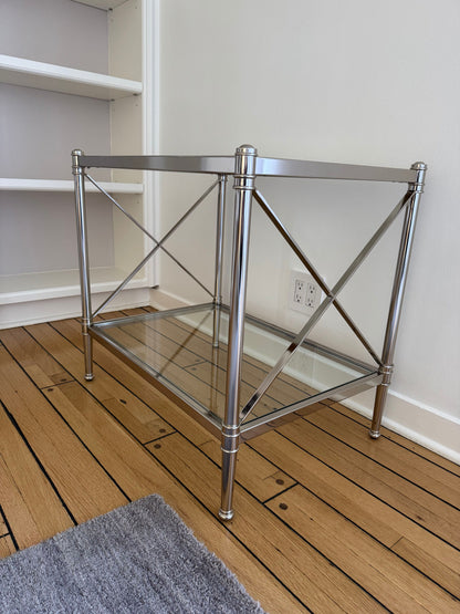 Pair of Ethan Allen Glass & Nickel End Tables