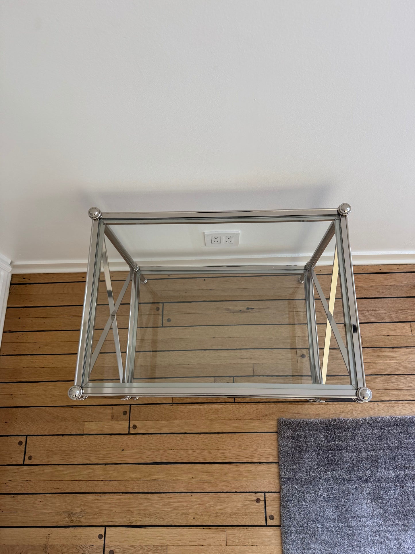 Pair of Ethan Allen Glass & Nickel End Tables