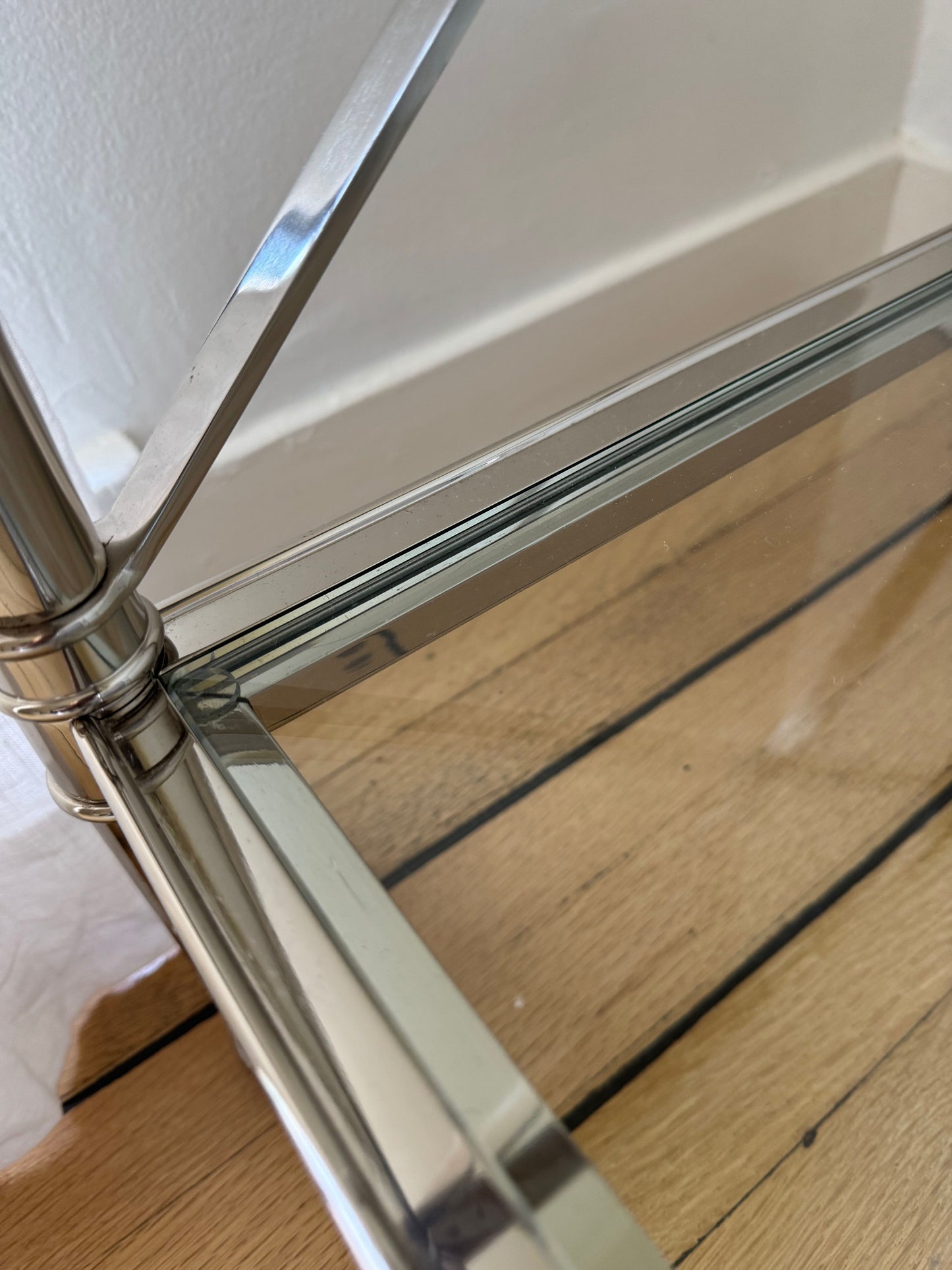 Pair of Ethan Allen Glass & Nickel End Tables