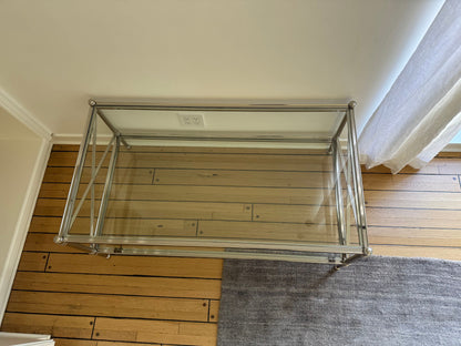 Ethan Allen Glass & Nickel Coffee Table