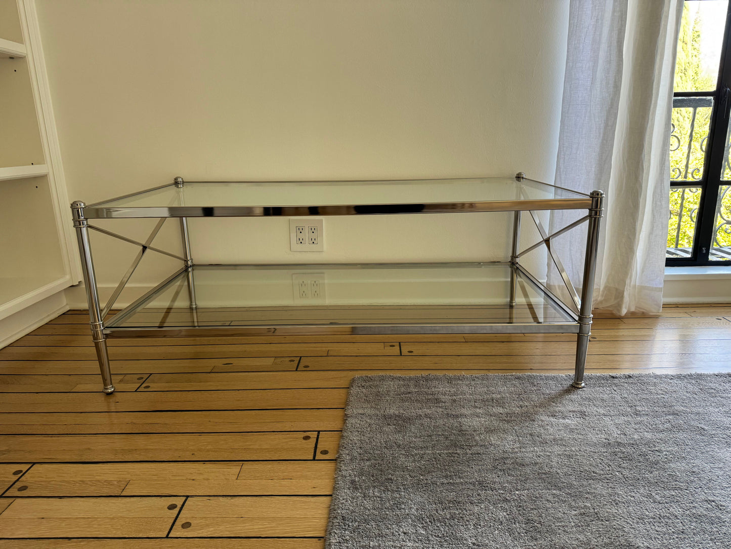 Ethan Allen Glass & Nickel Coffee Table