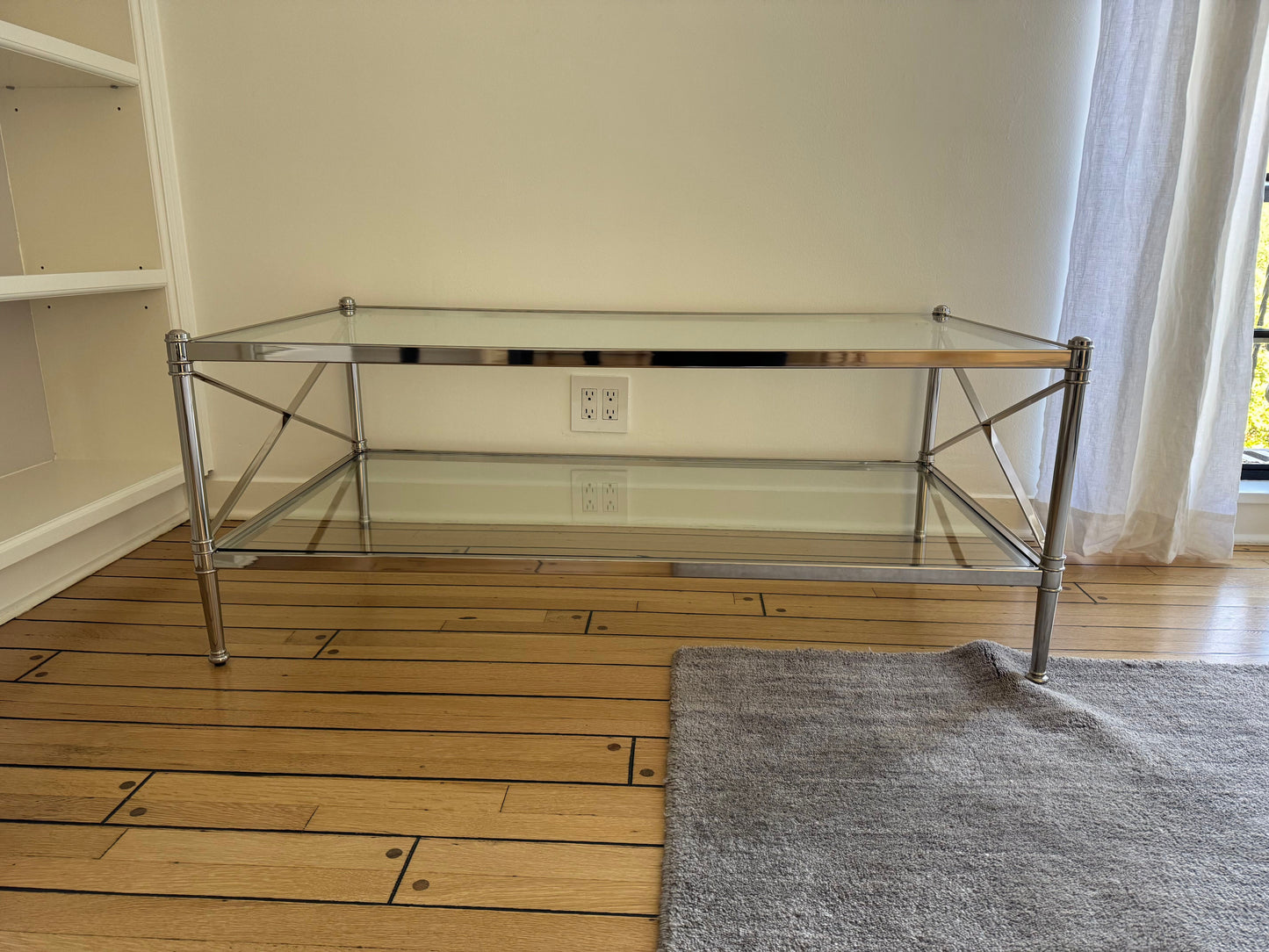 Ethan Allen Glass & Nickel Coffee Table