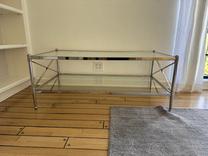 Ethan Allen Glass & Nickel Coffee Table