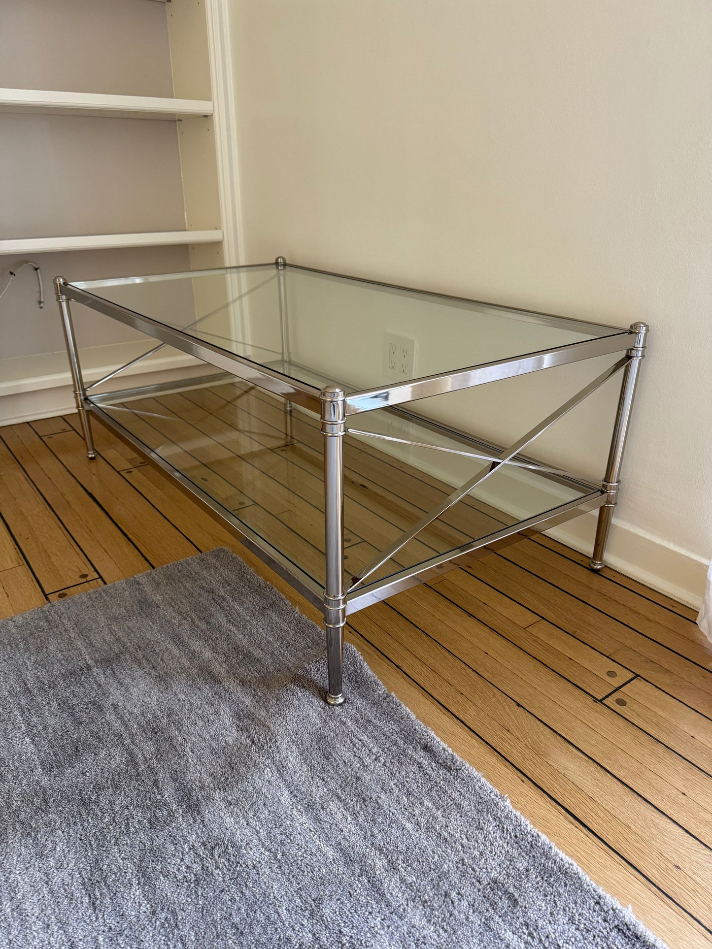 Ethan Allen Glass & Nickel Coffee Table