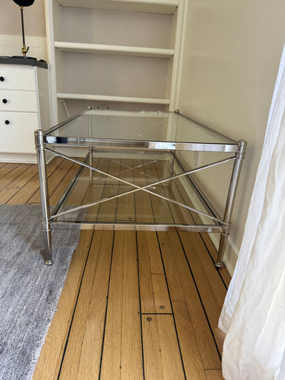 Ethan Allen Glass & Nickel Coffee Table