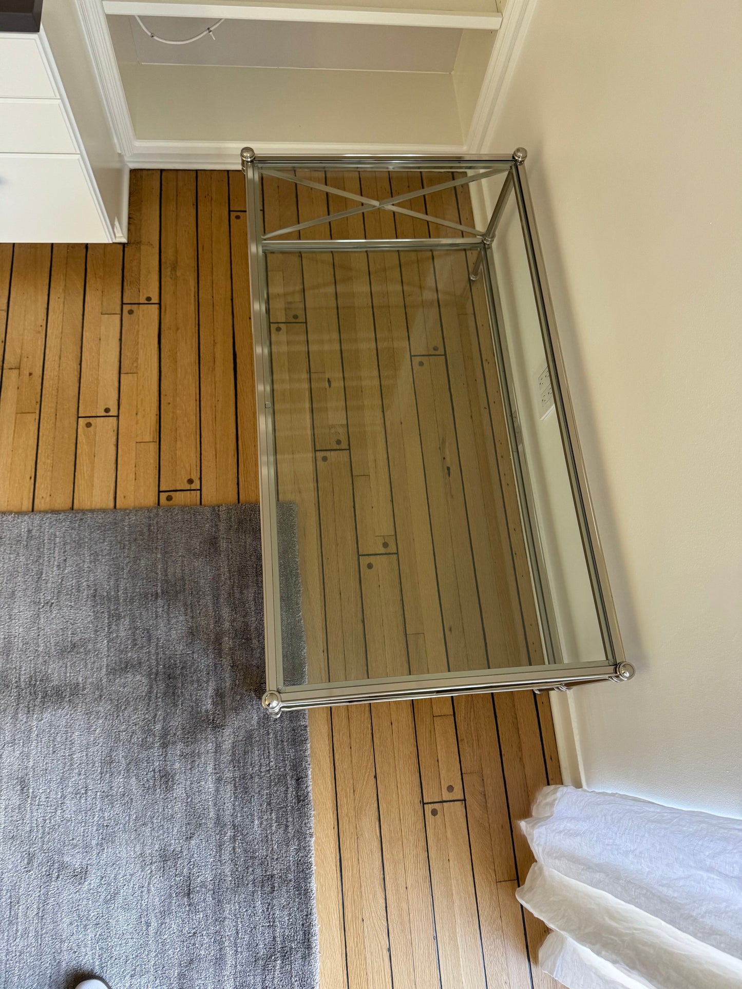 Ethan Allen Glass & Nickel Coffee Table