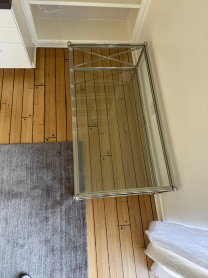 Ethan Allen Glass & Nickel Coffee Table