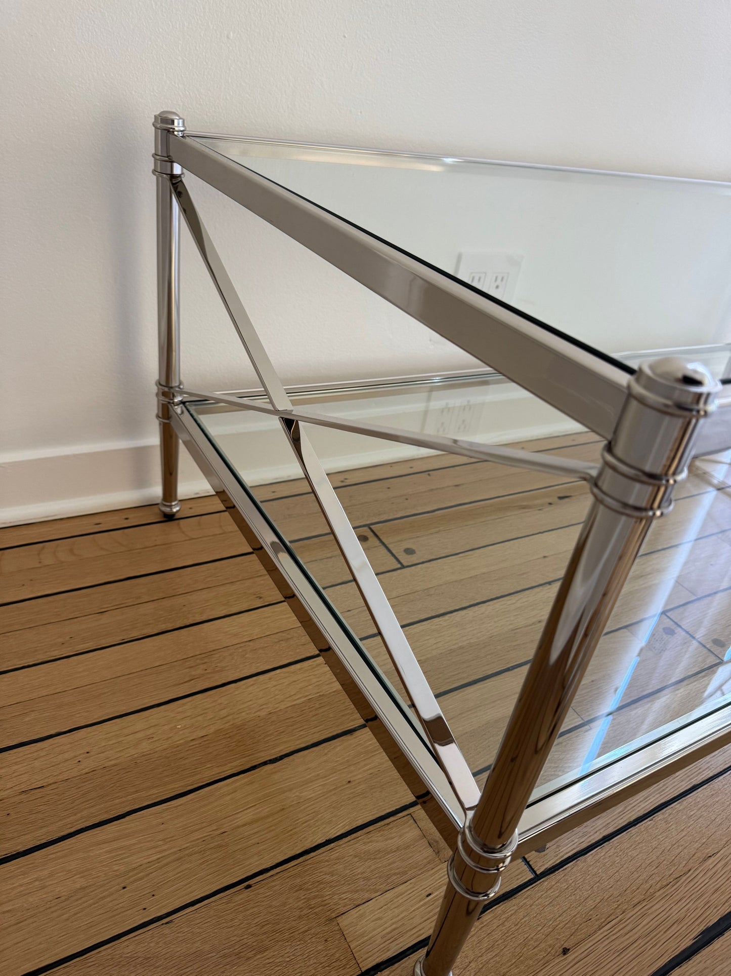 Ethan Allen Glass & Nickel Coffee Table