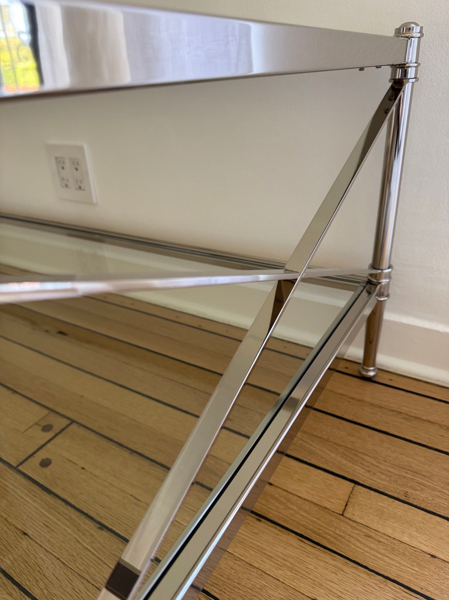 Ethan Allen Glass & Nickel Coffee Table