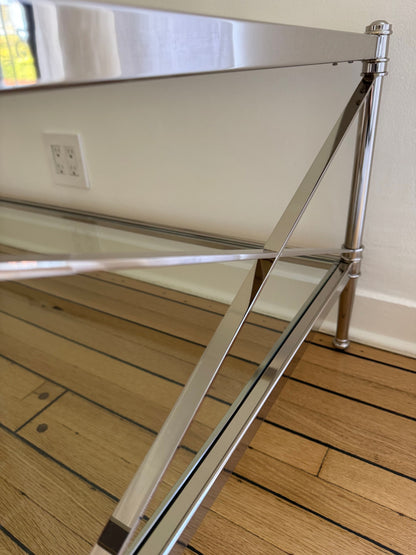 Ethan Allen Glass & Nickel Coffee Table