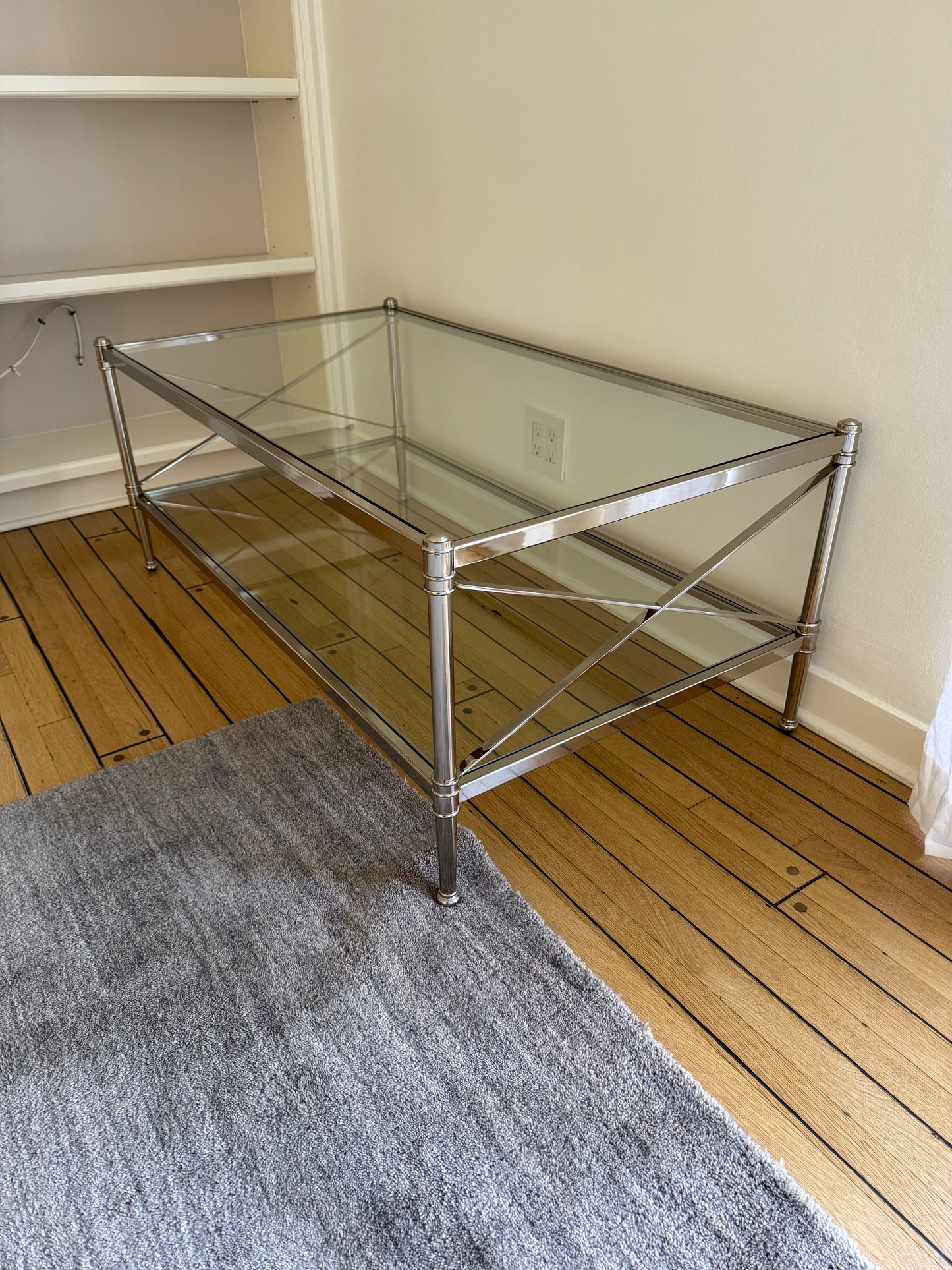 Ethan Allen Glass & Nickel Coffee Table