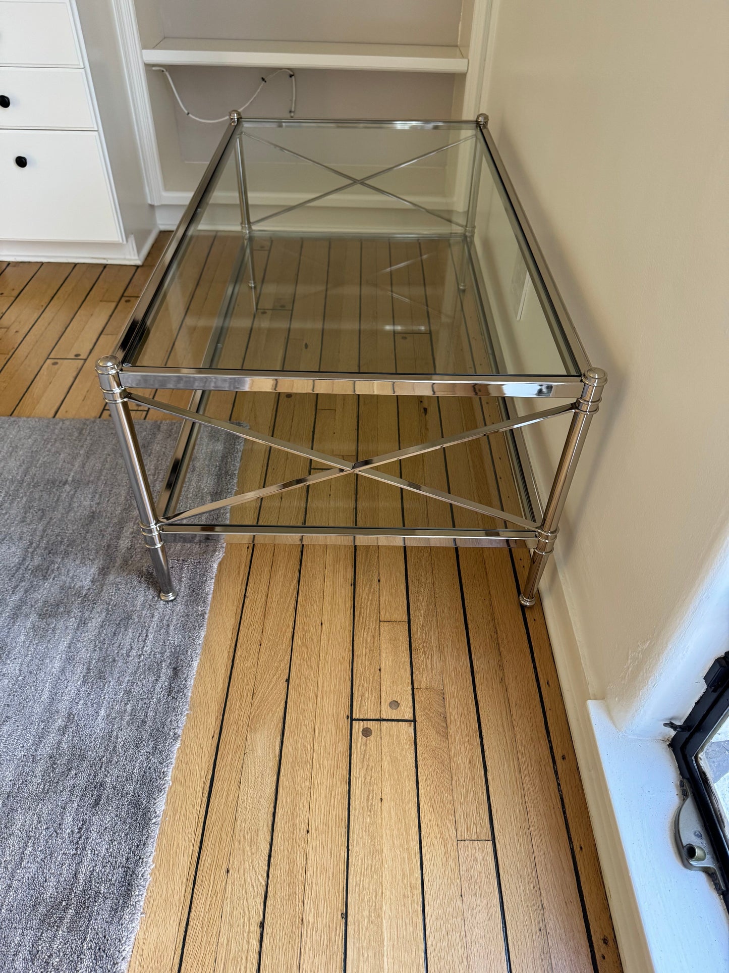 Ethan Allen Glass & Nickel Coffee Table