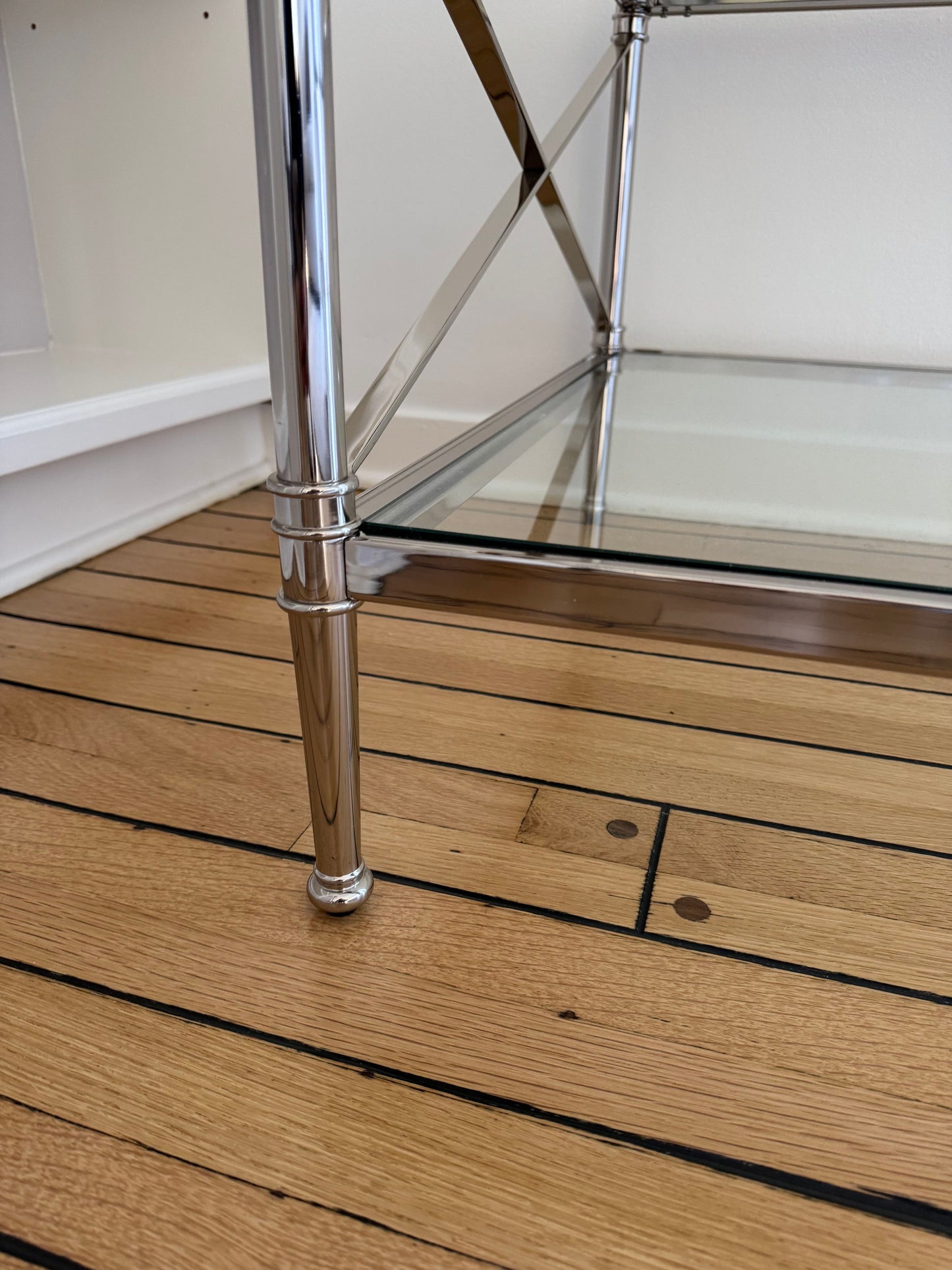 Ethan Allen Glass & Nickel Coffee Table