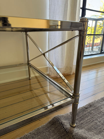 Ethan Allen Glass & Nickel Coffee Table