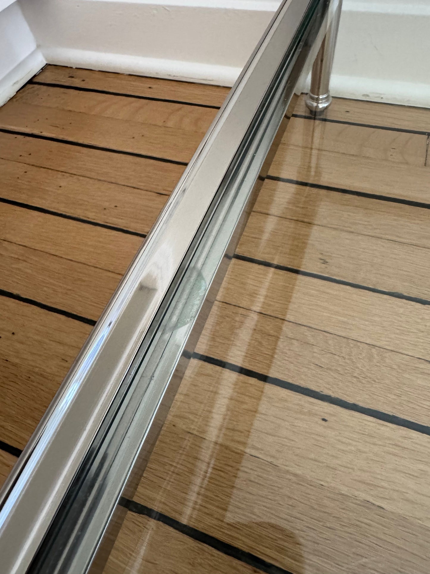 Ethan Allen Glass & Nickel Coffee Table