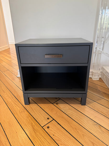 Pair of Crate & Barrel: Parke Charcoal Wood Kids Nightstand with Drawer