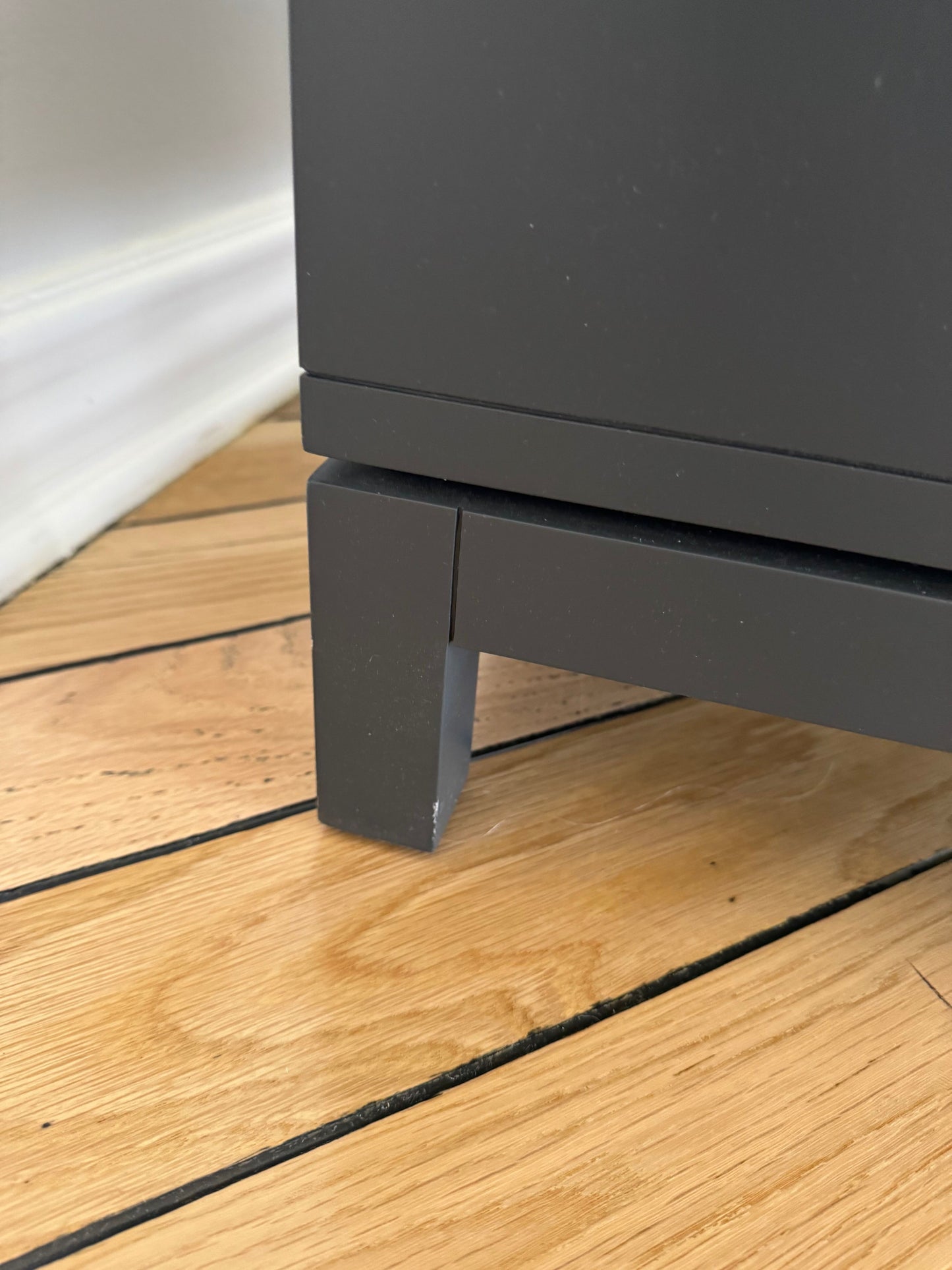 Pair of Crate & Barrel: Parke Charcoal Wood Kids Nightstand with Drawer