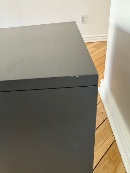 Pair of Crate & Barrel: Parke Charcoal Wood Kids Nightstand with Drawer