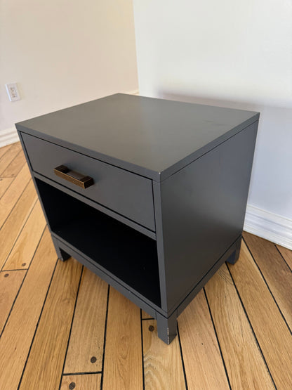 Pair of Crate & Barrel: Parke Charcoal Wood Kids Nightstand with Drawer