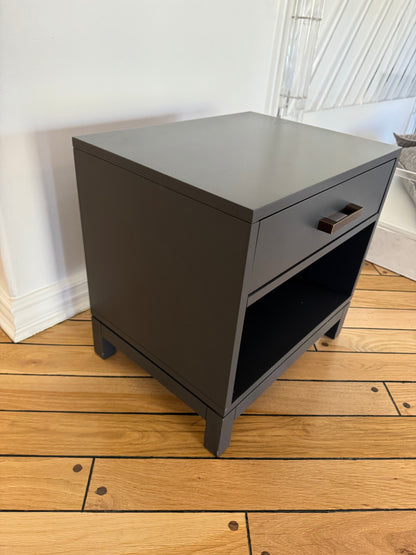 Pair of Crate & Barrel: Parke Charcoal Wood Kids Nightstand with Drawer