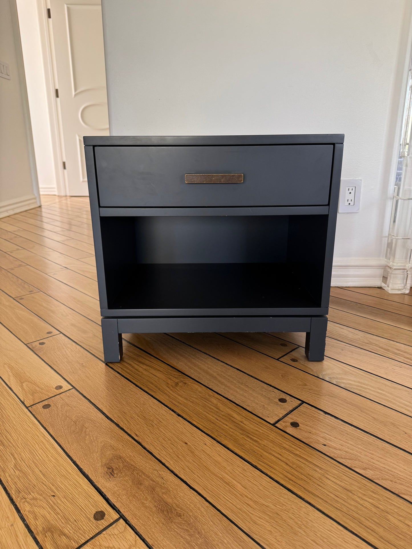 Pair of Crate & Barrel: Parke Charcoal Wood Kids Nightstand with Drawer