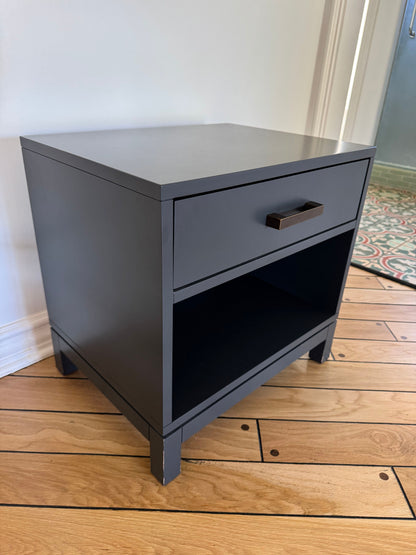 Pair of Crate & Barrel: Parke Charcoal Wood Kids Nightstand with Drawer