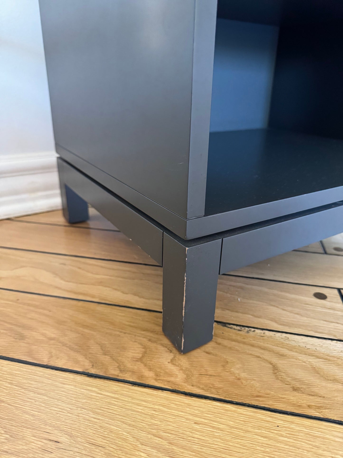 Pair of Crate & Barrel: Parke Charcoal Wood Kids Nightstand with Drawer