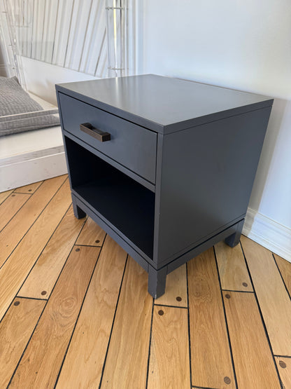 Pair of Crate & Barrel: Parke Charcoal Wood Kids Nightstand with Drawer
